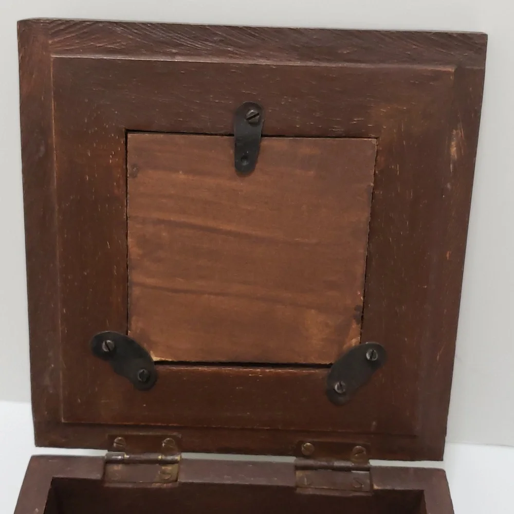 Pier 1 Brown Picture Wood Frame Keepsake Box